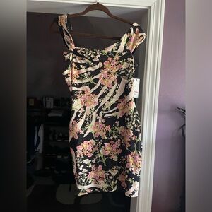 Guess Floral Print Zebra Meadows Cut-out Dress Bodycon Mini S